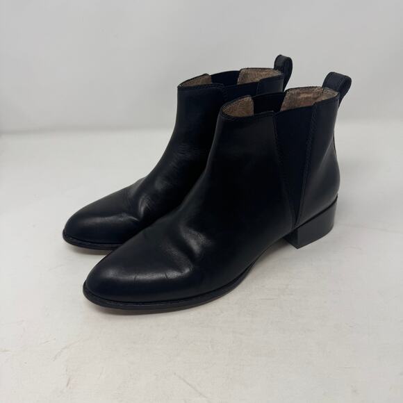 Madewell The Carina Boot Black Leather Chelsea Ankle Boots Pull-On Size 7.5 - Picture 2 of 14